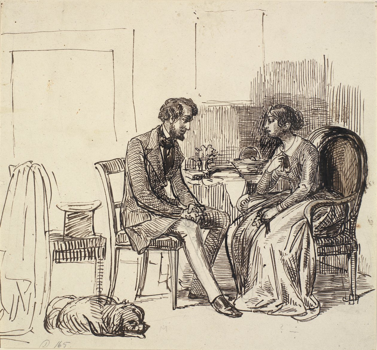 Dżentelmen odwiedzający młodszą damę autorstwa Wilhelm Marstrand