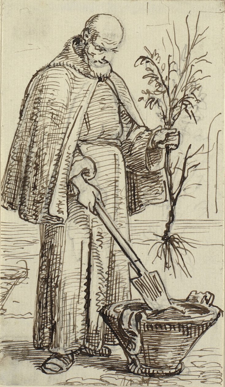 Mnich sadzi drzewo autorstwa Wilhelm Marstrand