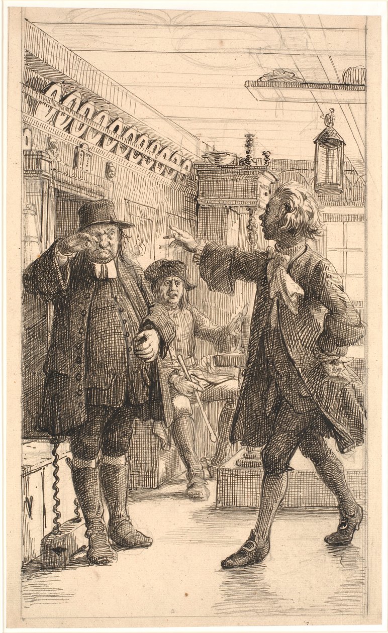 Erasmus Montanus udowadnia, że ​​Per Degn jest kogutem autorstwa Wilhelm Marstrand