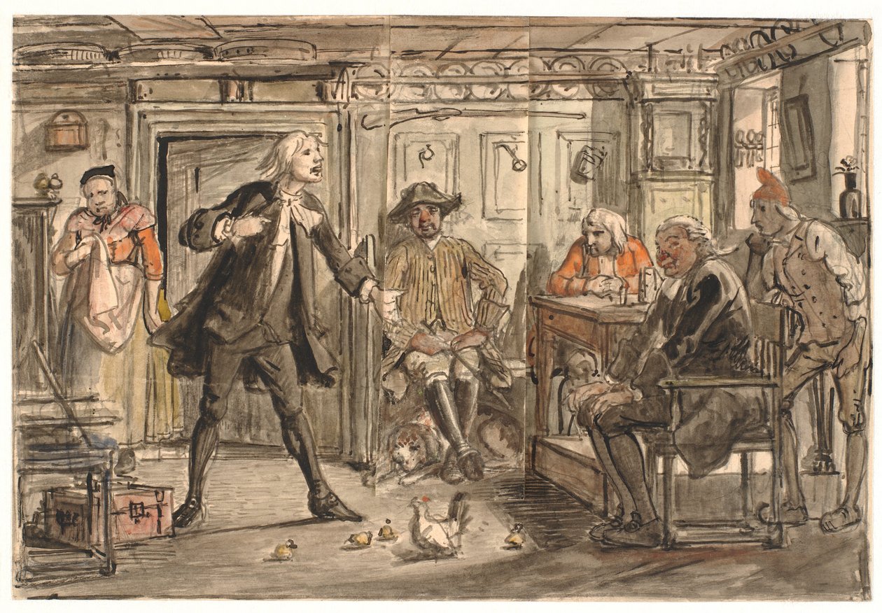 Erasmus Montanus debatuje z Perem Degn autorstwa Wilhelm Marstrand