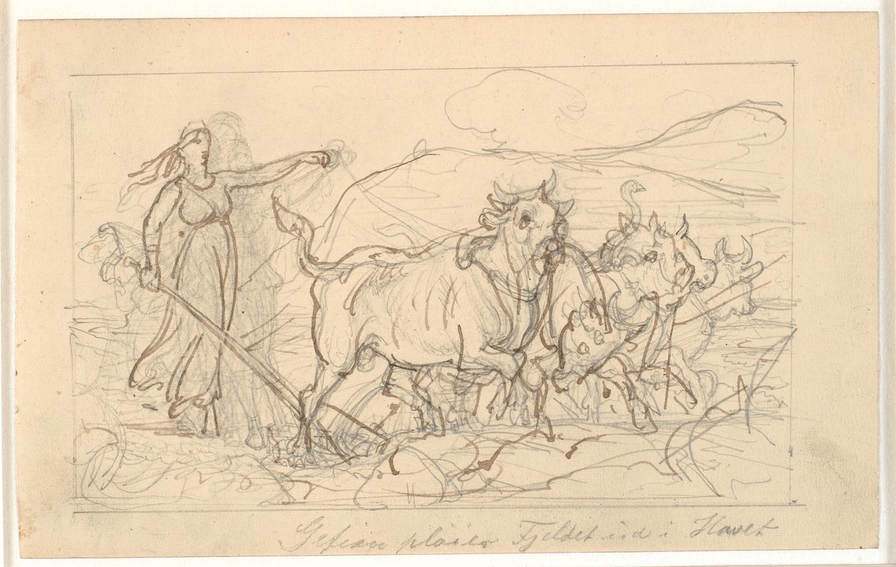 „Gefion orki góry do morza” autorstwa Wilhelm Marstrand