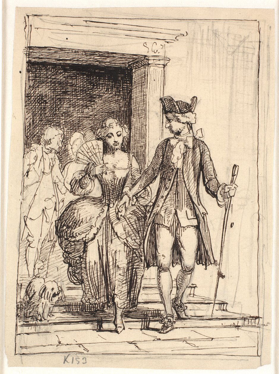 Leander i Leonora, za nimi Henrik i Pernille autorstwa Wilhelm Marstrand