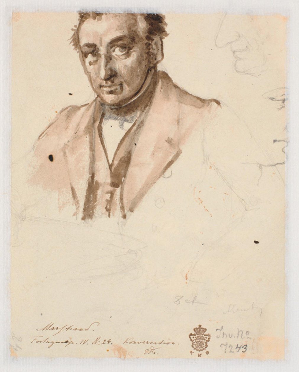 Portret mężczyzny i dwa profile autorstwa Wilhelm Marstrand