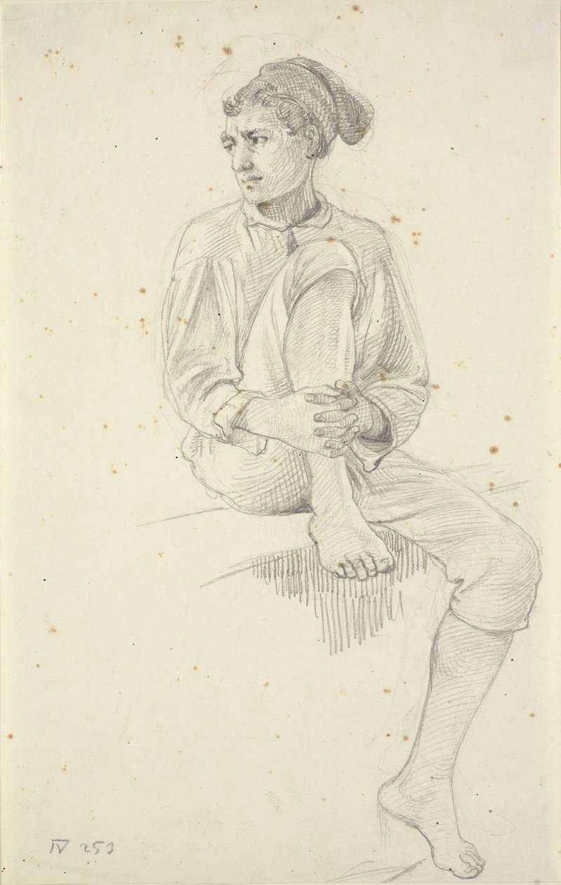 Siedzący młody rybak autorstwa Wilhelm Marstrand