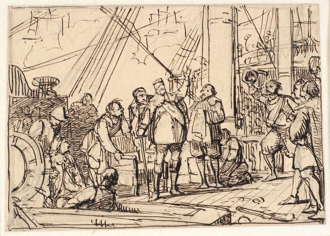 Szkic do obrazu w Chr. 4. kaplica w Roskilde "Kr. 4. na Trójcy Świętej" autorstwa Wilhelm Marstrand