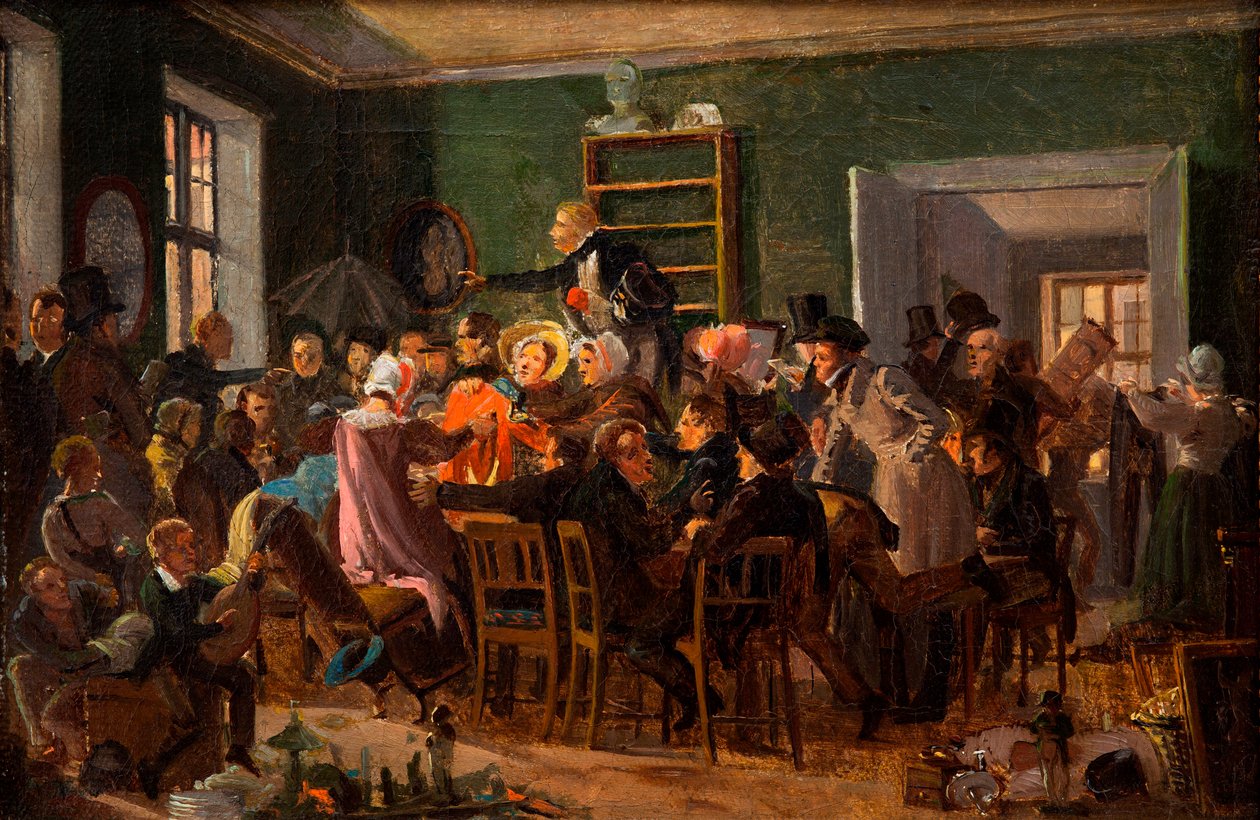 Scena z aukcji, 1835. autorstwa Wilhelm Nicolai Marstrand