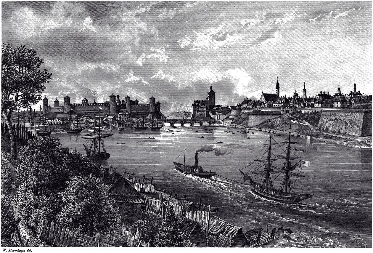 Widok Narwy, ok. godz. 1850 autorstwa Wilhelm Siegfried Stavenhagen