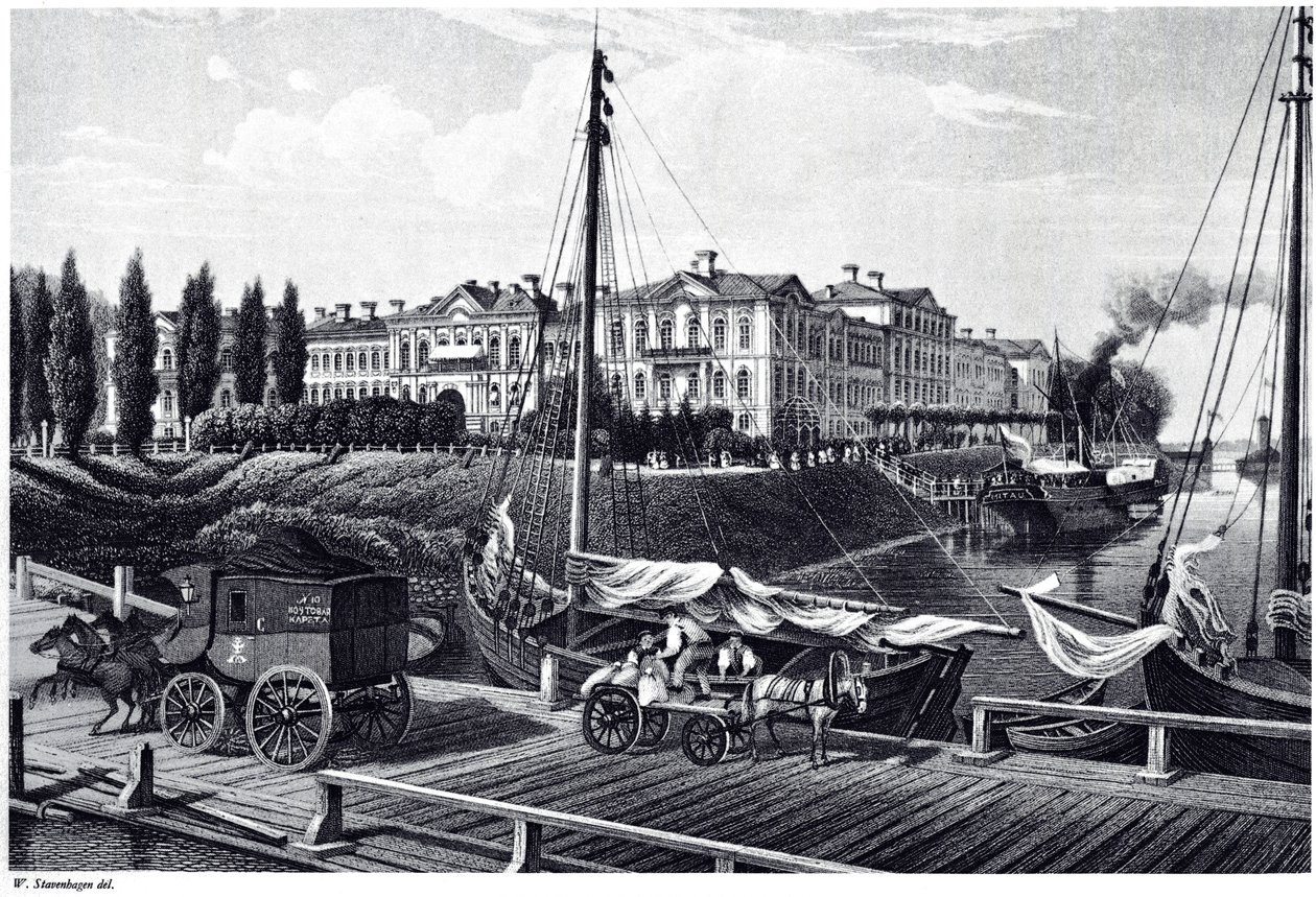 Widok na zamek Mitau, ok. 1900 r. 1850 autorstwa Wilhelm Siegfried Stavenhagen