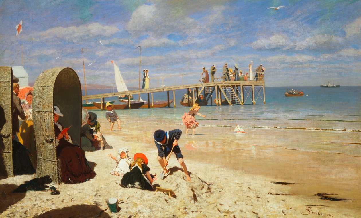 Słoneczny dzień na plaży, 1900 autorstwa Wilhelm Simmler