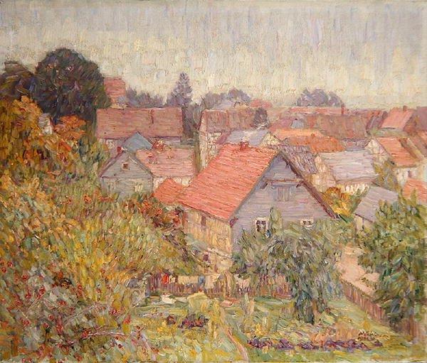 Widok z okna pracowni, Willingshausen (olej na płótnie) autorstwa Wilhelm Thielmann