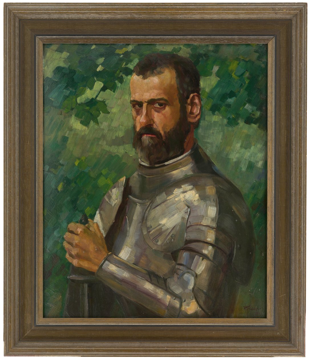 Popiersie mężczyzny w zbroi autorstwa Wilhelm Trübner