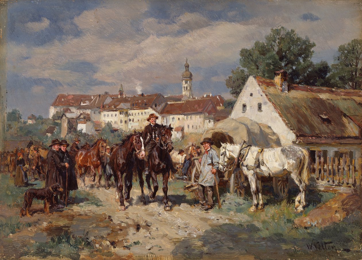 Jarmark Koński (olej na płótnie) autorstwa Wilhelm Velten
