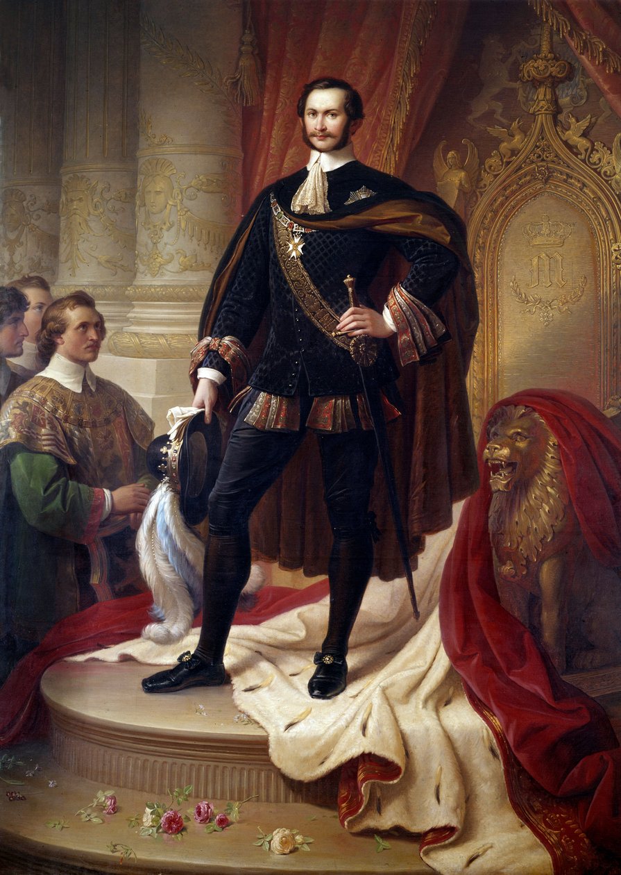 Portret u stóp Maksymiliana II Józefa (1811-1864), króla Baviere Obraz Wilhema von Kaulbacha (1805-1874) autorstwa Wilhelm von Kaulbach