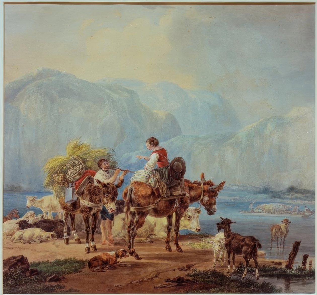 Pasterze nad górskim jeziorem autorstwa Wilhelm von Kobell