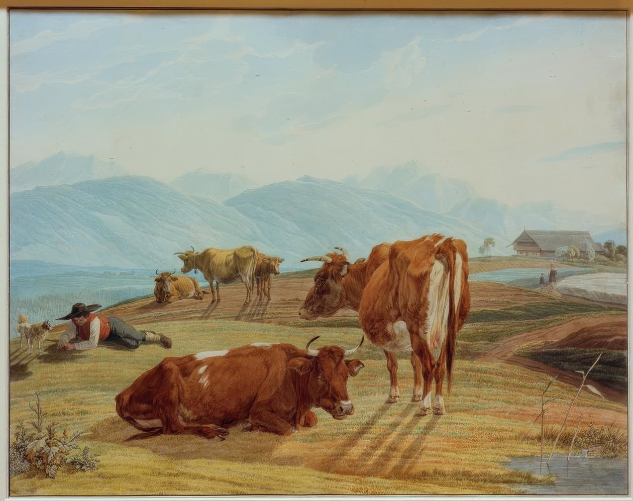 Pasące się krowy na tle wysokogórskiego krajobrazu autorstwa Wilhelm von Kobell