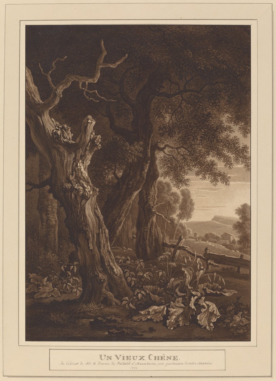 Starożytne dęby w krajobrazie autorstwa Wilhelm von Kobell, after Jan Wijnants