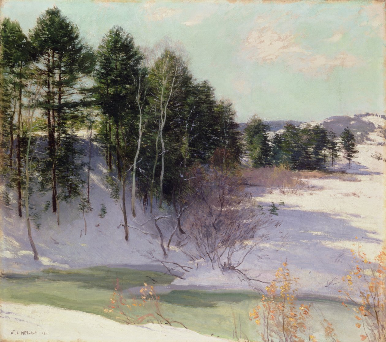 Rozmrażający potok (zimowe cienie) 1911 autorstwa Willard Leroy Metcalf