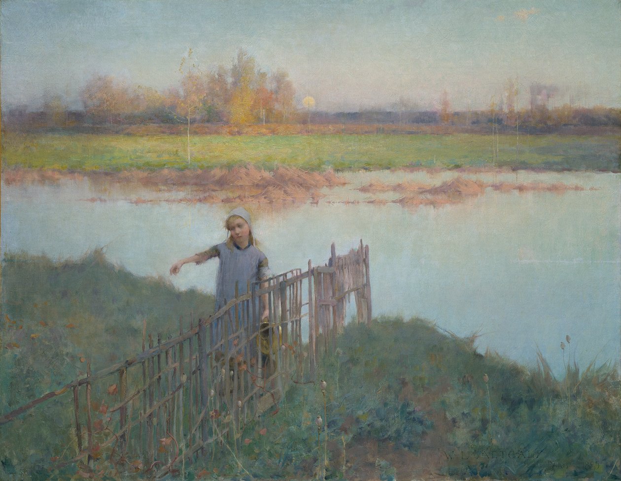 Zachód słońca w Grez autorstwa Willard Leroy Metcalf