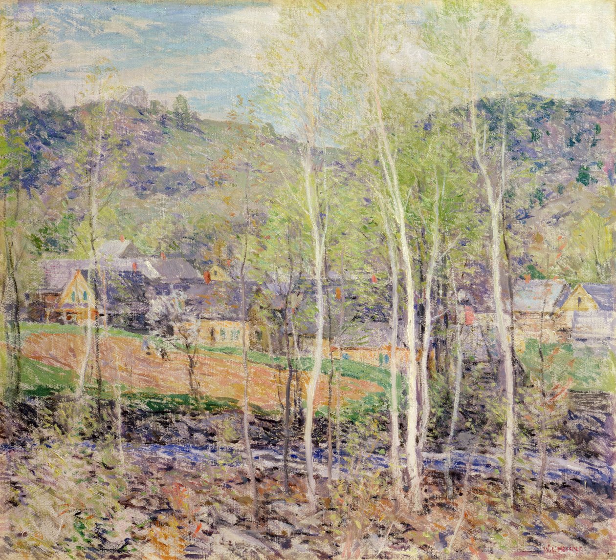 Wioska na wiosnę autorstwa Willard Leroy Metcalf