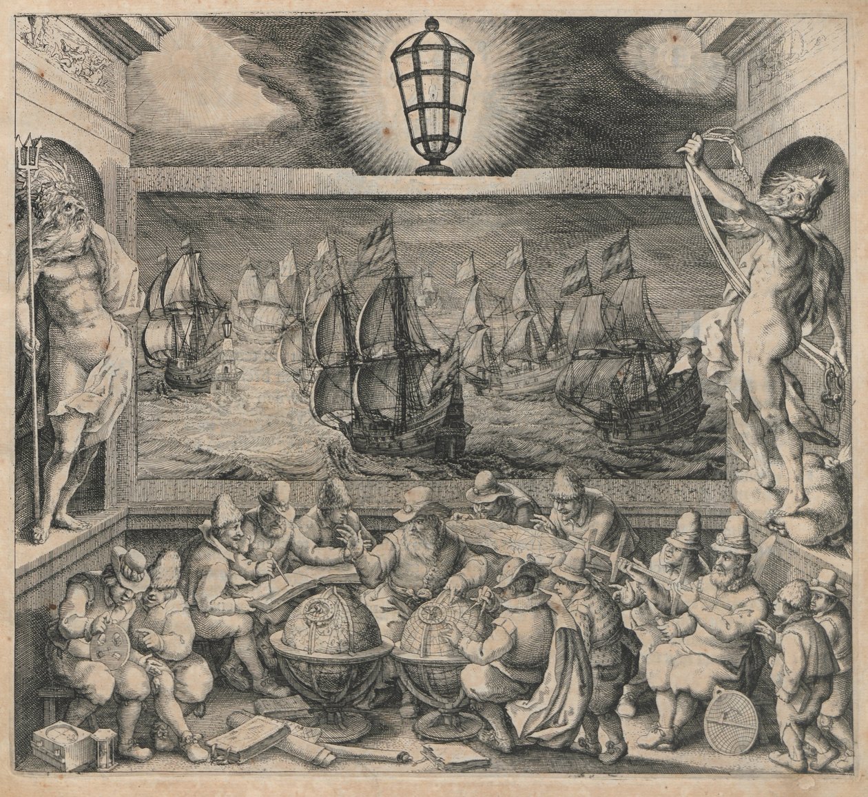 Frontyspis z podręcznika żeglarstwa „Licht der Zeevaert” autorstwa Willem Janszoon Blaeu