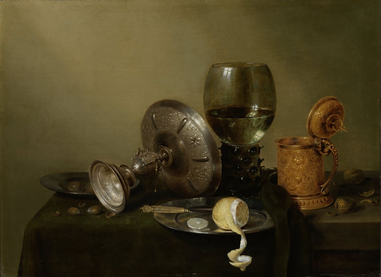 Martwa natura z pozłacanym kuflem piwa autorstwa Willem Claesz. Heda