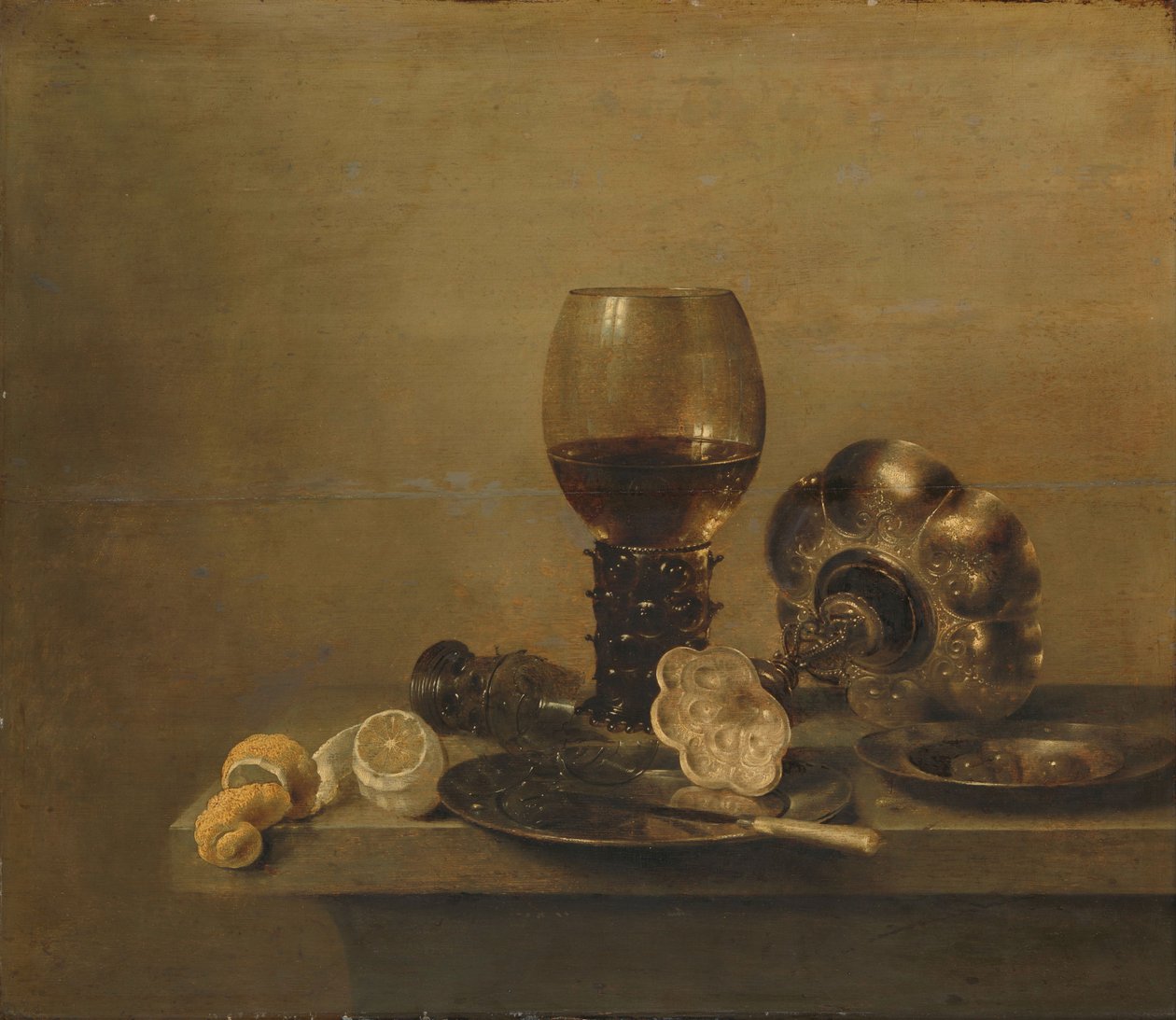 Martwa natura z rozbitym szkłem, 1642 autorstwa Willem Claesz. Heda