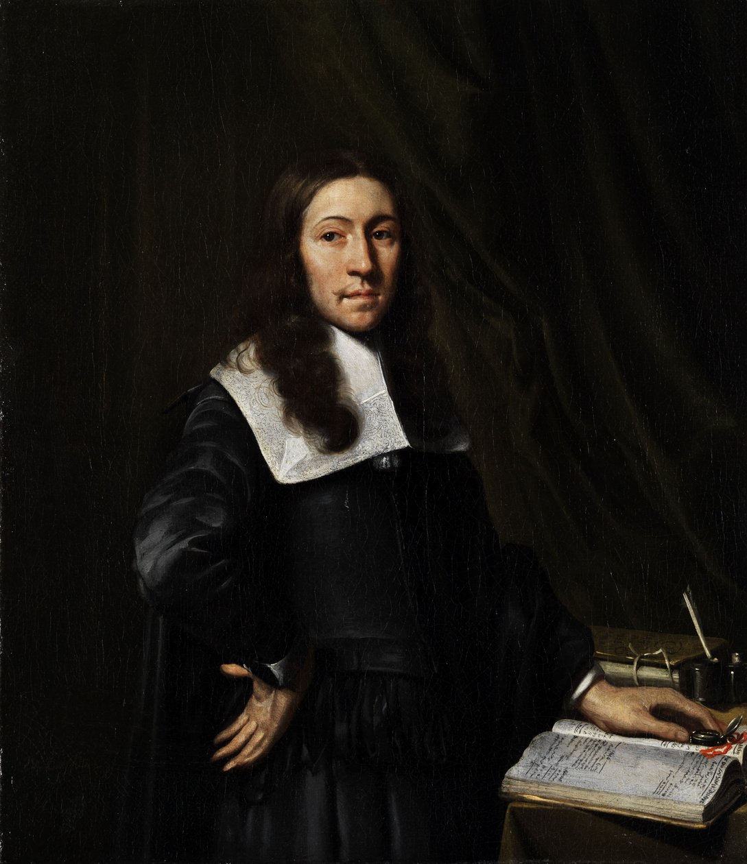 Portret mężczyzny przy stole roboczym autorstwa Willem Eversdijck