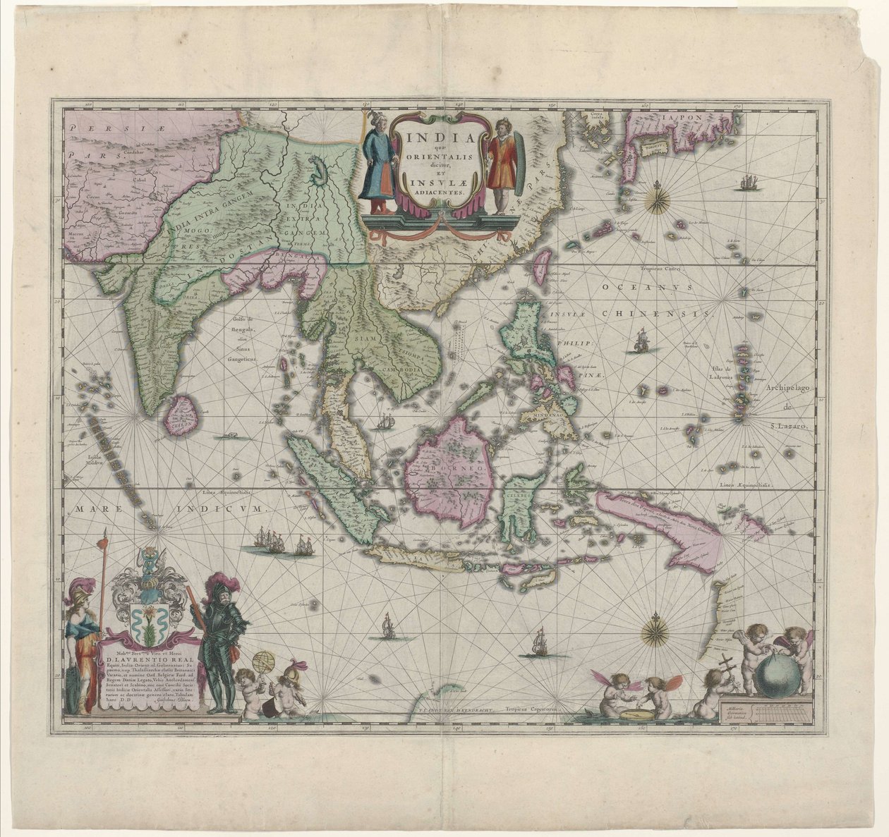 XVII-wieczna mapa autorstwa Willema Janszoon Blaeu, przedstawiająca współczesną Indonezję i części Azji Południowo-Wschodniej autorstwa Willem Janszoon Blaeu