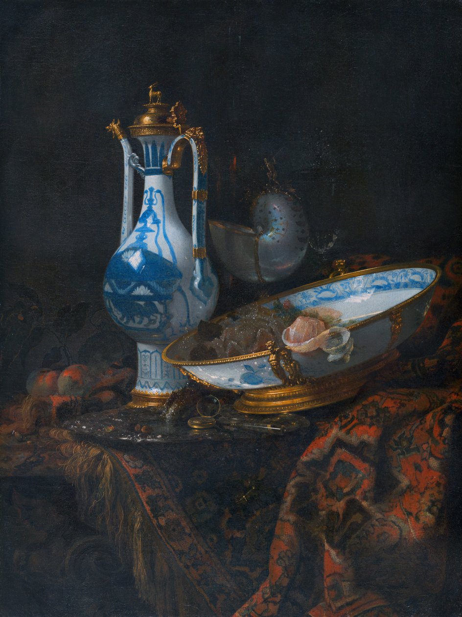 Martwa natura z akwamanilem, owocami i filiżanką Nautilus autorstwa Willem Kalf
