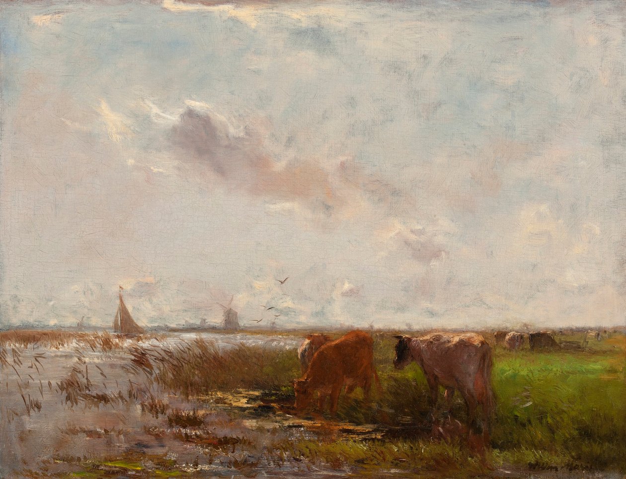 Krowy w krajobrazie polderowym autorstwa Willem Maris