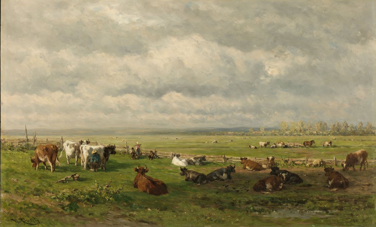 Łąka z bydłem, ok.1880 autorstwa Willem Roelofs