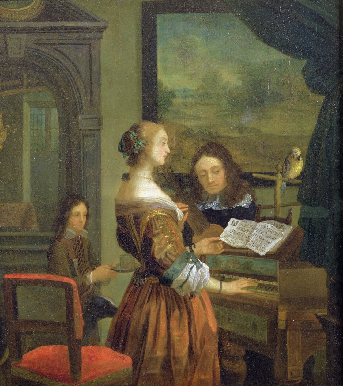 Lekcja muzyki (panel) autorstwa Willem Van Mieris