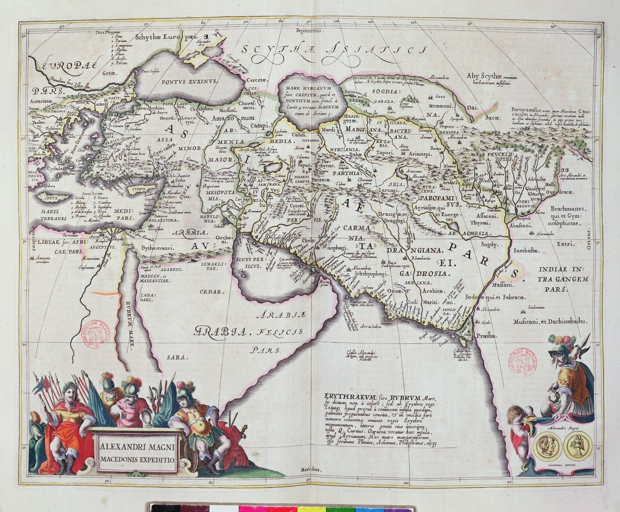 Mapa podróży Aleksandra Wielkiego (356-323 pne) z „Le Theatre du Monde” lub „Nouvel Atlas”, 1645 autorstwa Joan Blaeu