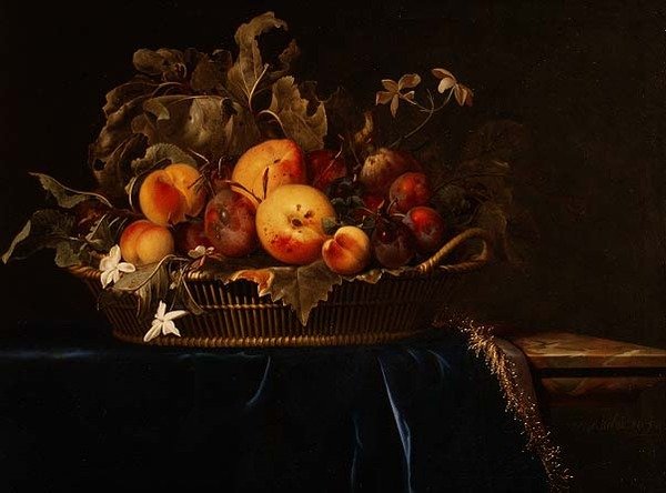 Martwa natura z owocami w koszu, 1650 autorstwa Willem van Aelst