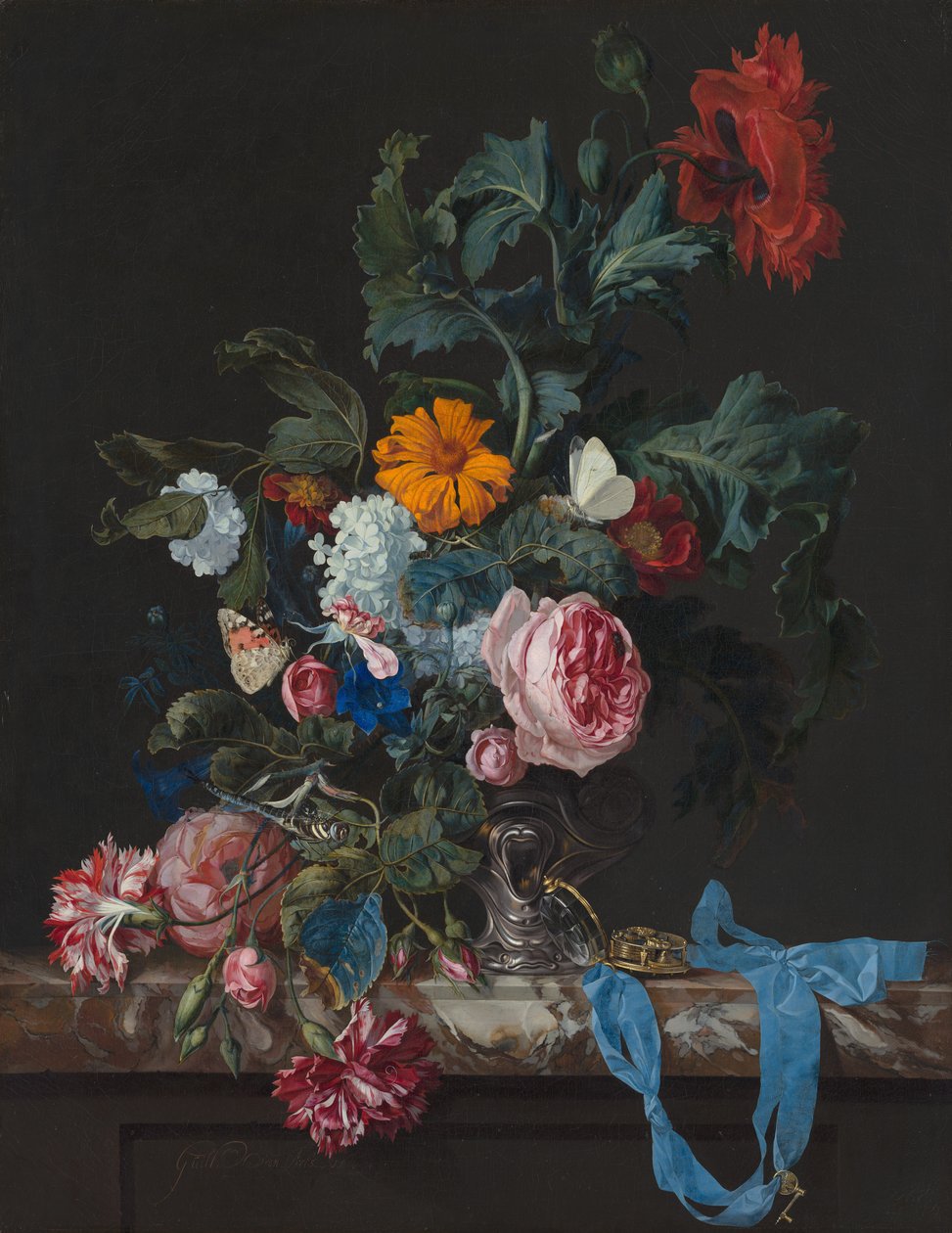 Martwa natura z makami i różami autorstwa Willem van Aelst