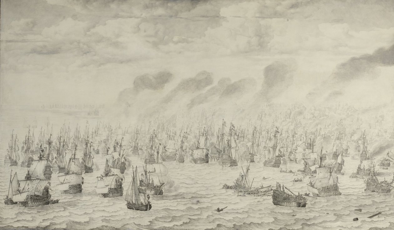 odcinek z I wojny anglosaskiej (1652-54) autorstwa Willem van de Velde the Elder