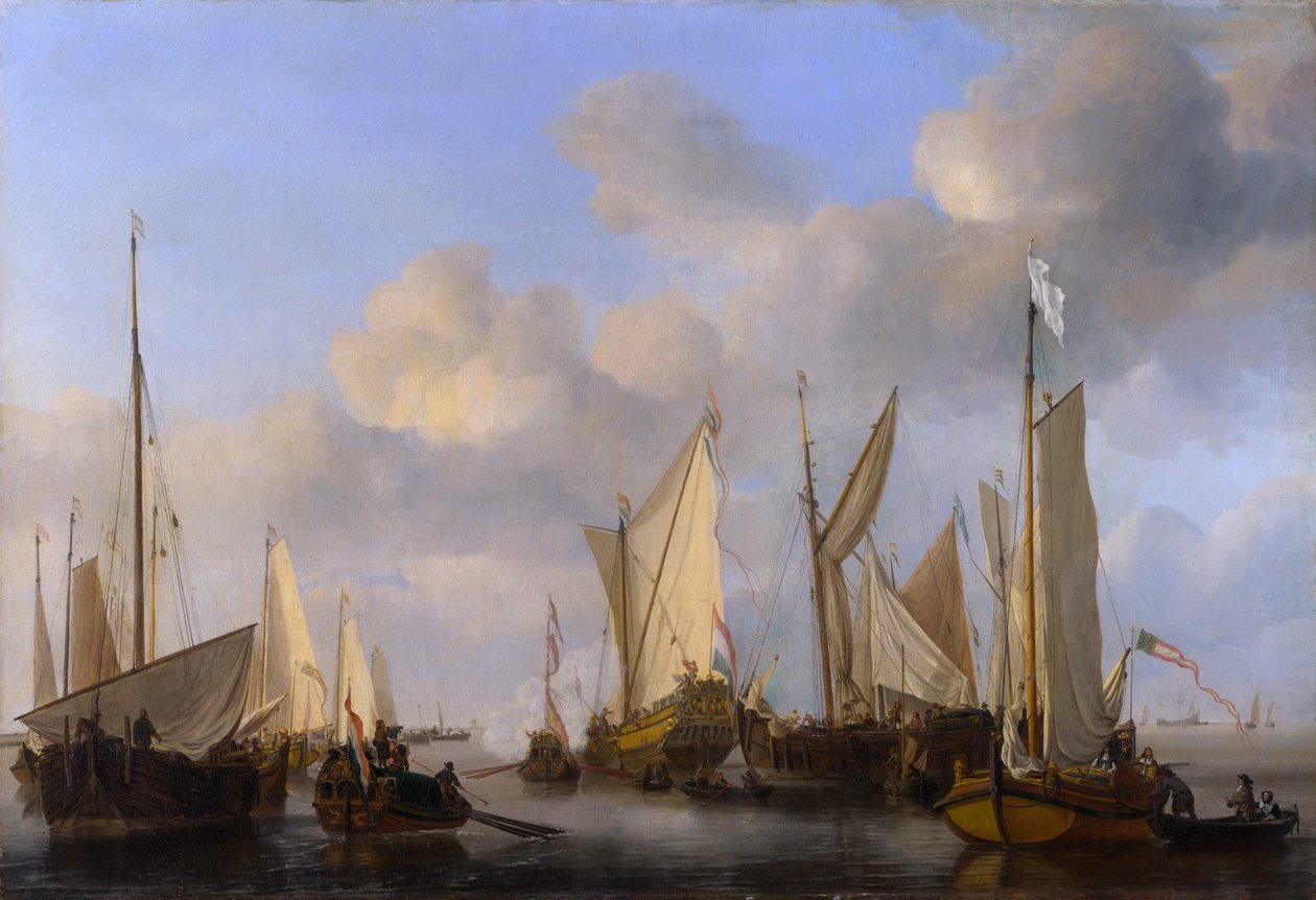 Holenderski jacht pozdrawiający autorstwa Willem van de Velde the Younger