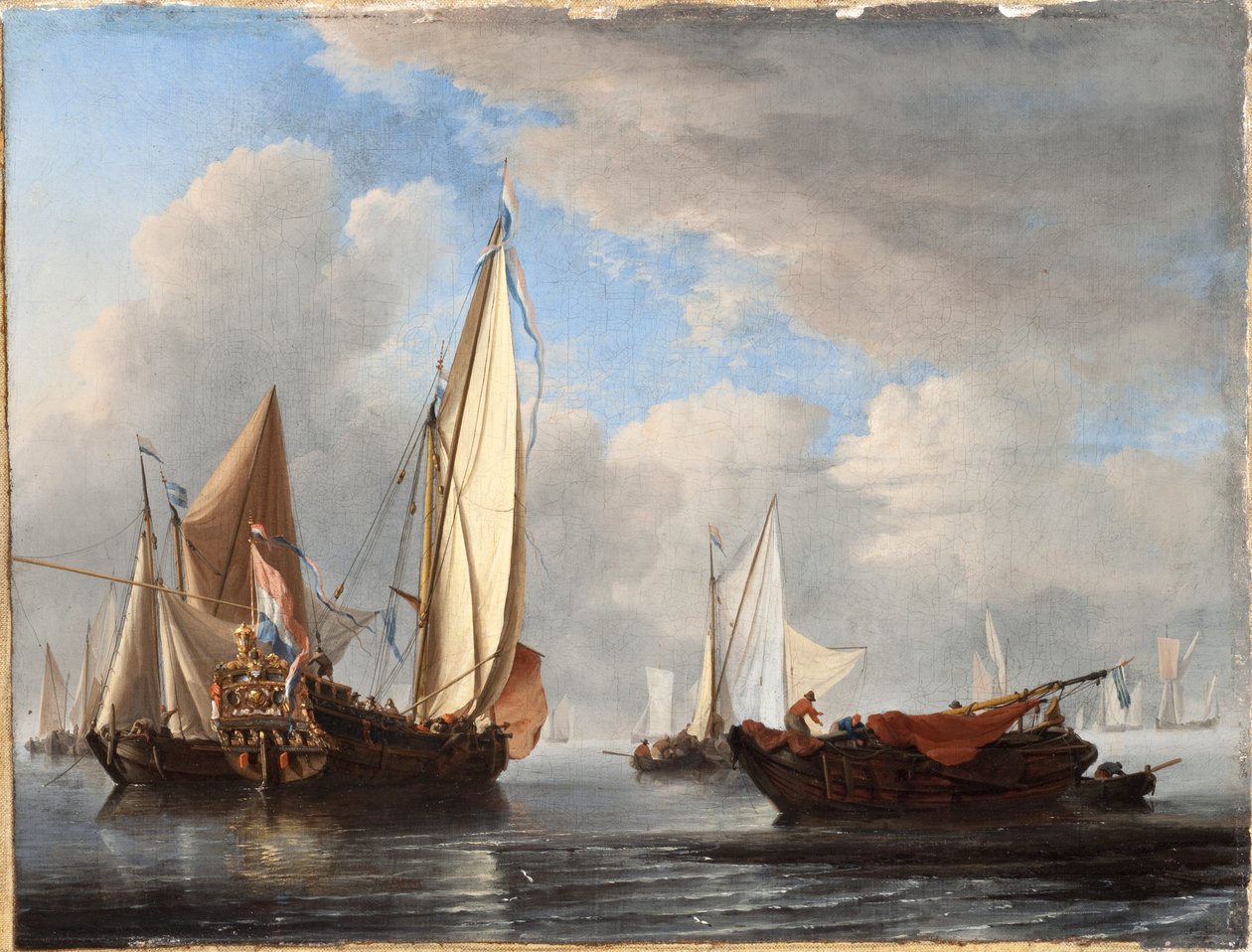 Jacht i inne statki w spokoju autorstwa Willem van de Velde the Younger