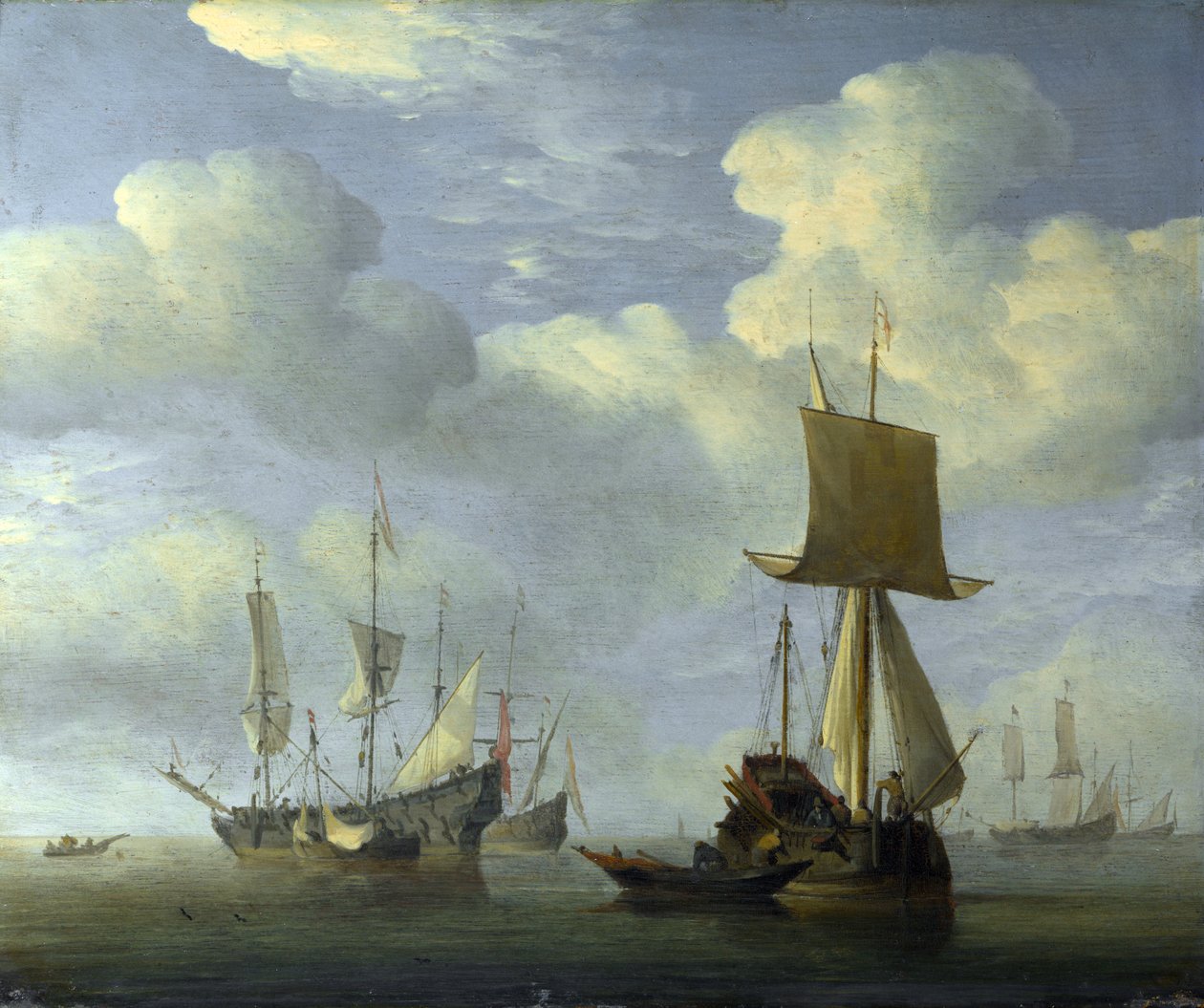 Angielska jednostka i holenderskie statki zostały uspokojone autorstwa Willem van de Velde the Younger