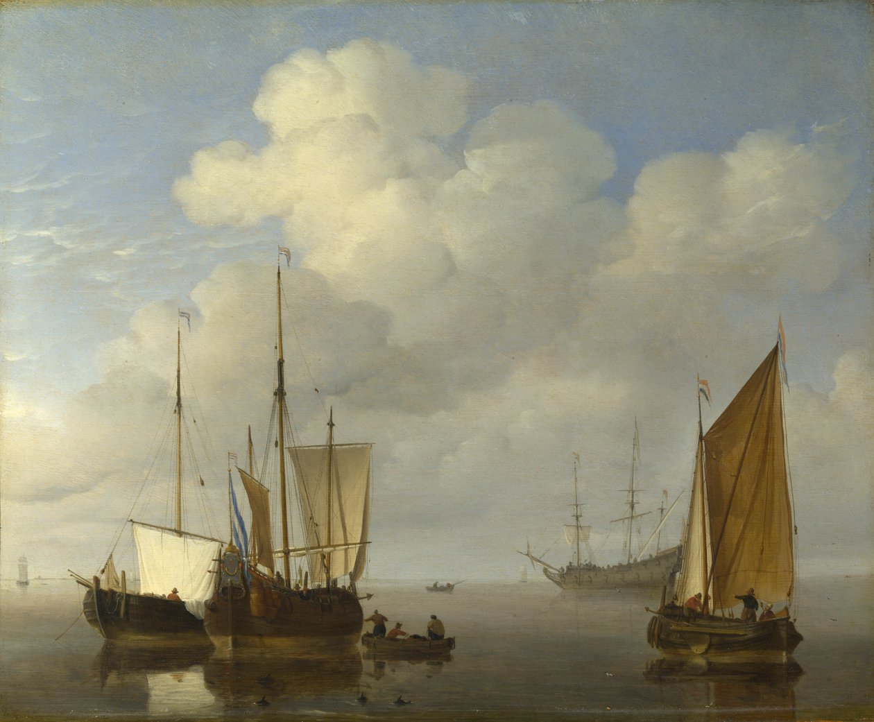 Holenderskie statki w spokoju autorstwa Willem van de Velde the Younger