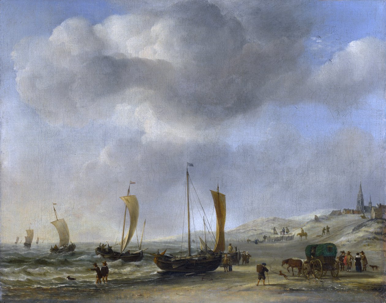 Brzeg w Scheveningen autorstwa Willem van de Velde the Younger