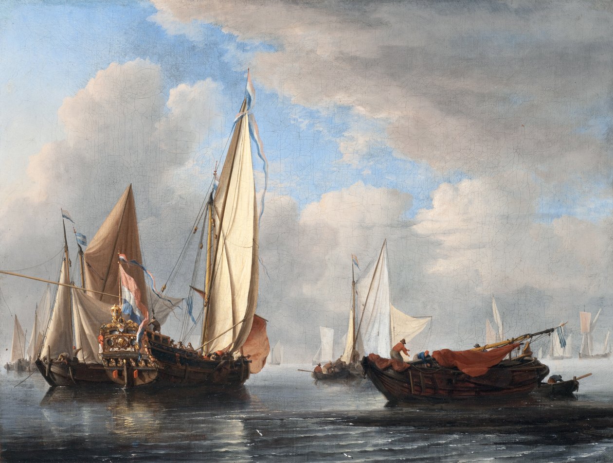 Jacht i inne statki w spokoju autorstwa Willem van de Velde the Younger