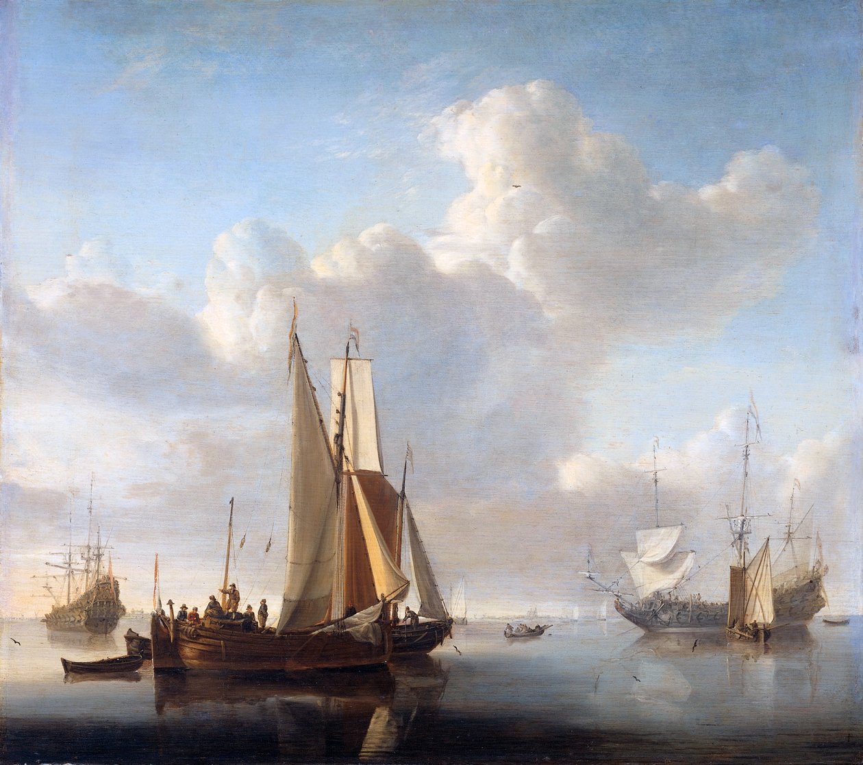 Statki u wybrzeży autorstwa Willem van de Velde the Younger