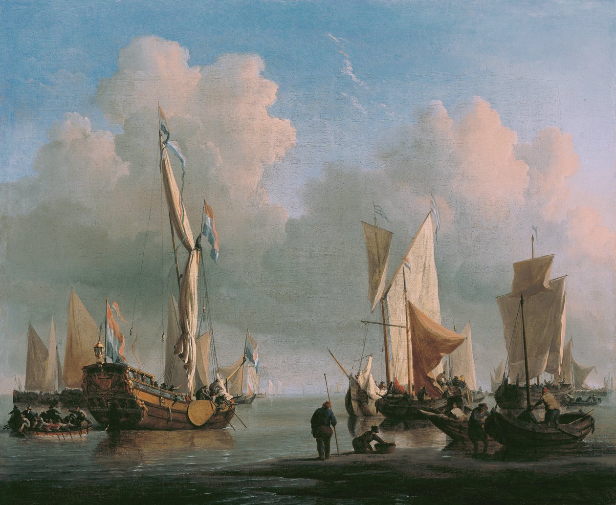 Statki u wybrzeży autorstwa Willem van de Velde the Younger