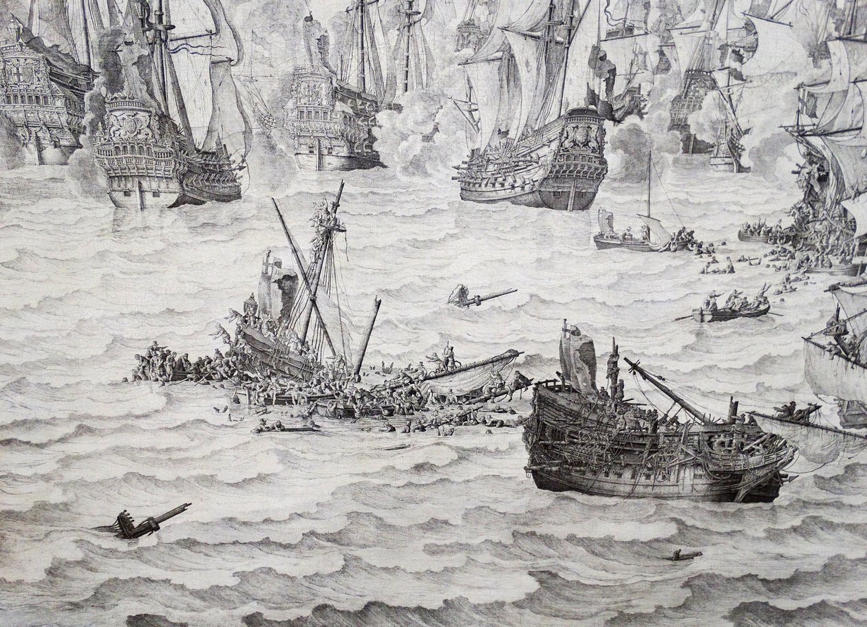 Bitwa pod Terheide autorstwa Willem van de Velde the Elder