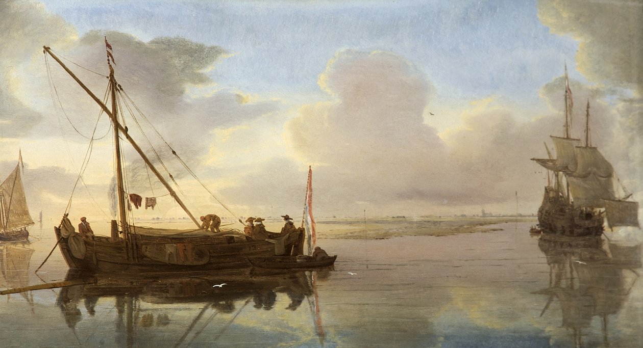 Scena rzeczna z łodziami, 1668 autorstwa Willem van de Velde the Younger