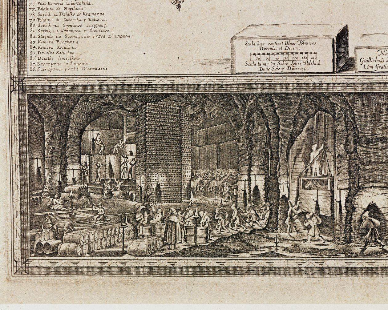 Kopalnie soli w Wieliczce pod Krakowem wytwarzały około jednej trzeciej dochodów królów polskich... (rycina) autorstwa Willem (c.1597 1660) Hondius