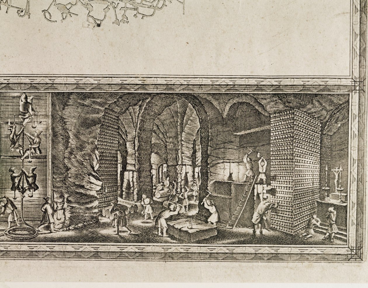Kopalnie soli w Wieliczce pod Krakowem wytwarzały około jednej trzeciej dochodów królów polskich... (rycina) autorstwa Willem (c.1597-1660) Hondius