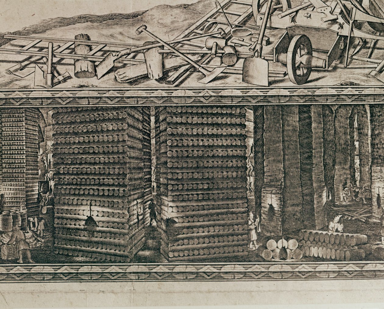 Kopalnie soli w Wieliczce pod Krakowem wytwarzały około jednej trzeciej dochodów królów polskich... (rycina) autorstwa Willem (c.1597-1660) Hondius