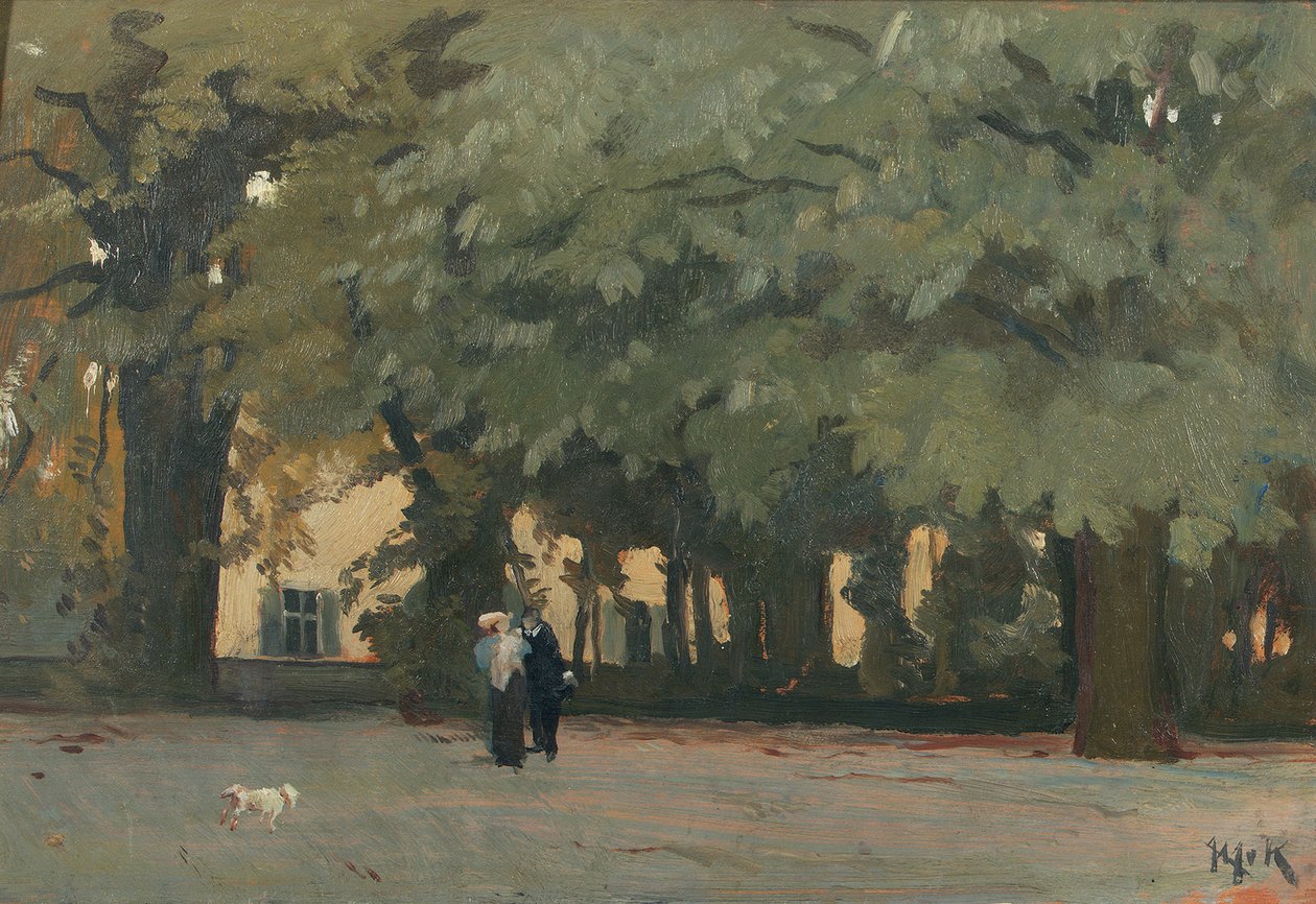 Para w kwadracie (olej na panelu) autorstwa Willem Adriaan van Konijnenburg